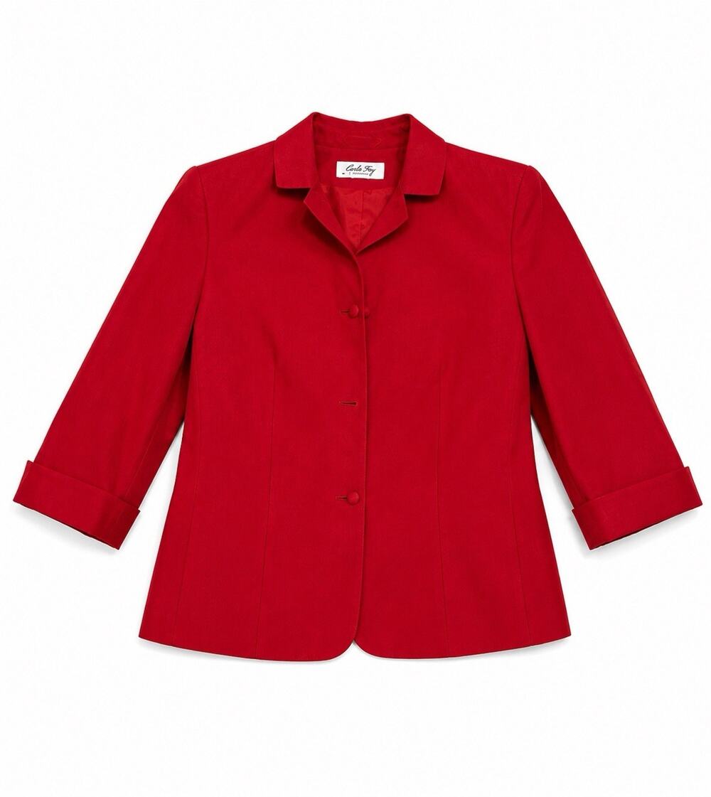 Judith Hart Collection Women’s Large Red 3/4 Sleeve Button Front Jacket